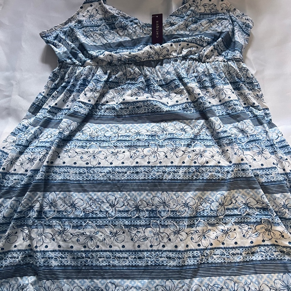 Cacique Blue and White Floral Top